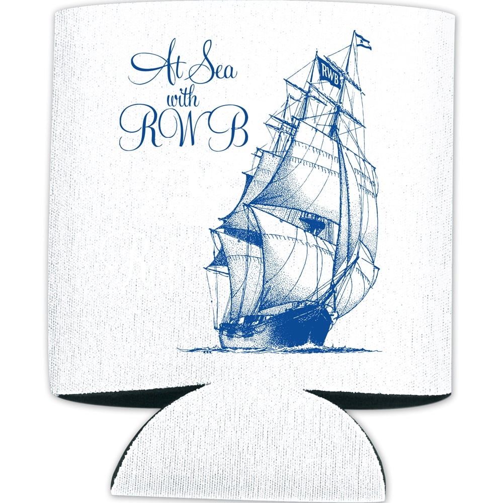 Red Wanting Blue White Koozie Back