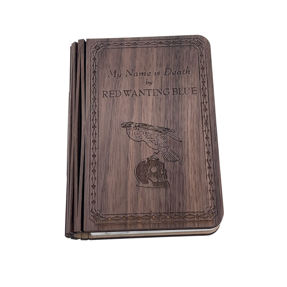 "My Name Is Death" Folding Wood Book Lamp