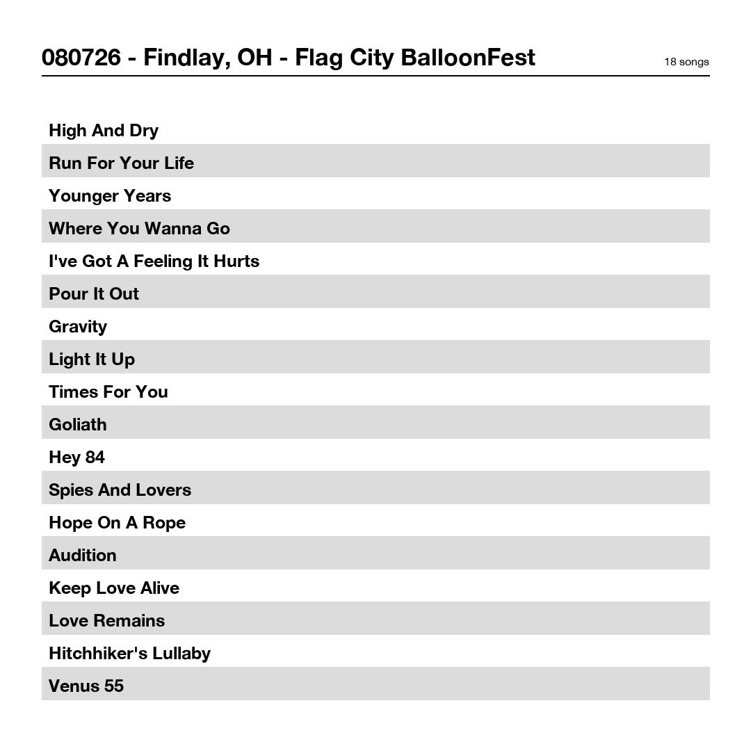 08/07/2026 - Findlay, OH (Live Show Recording) - Image 2